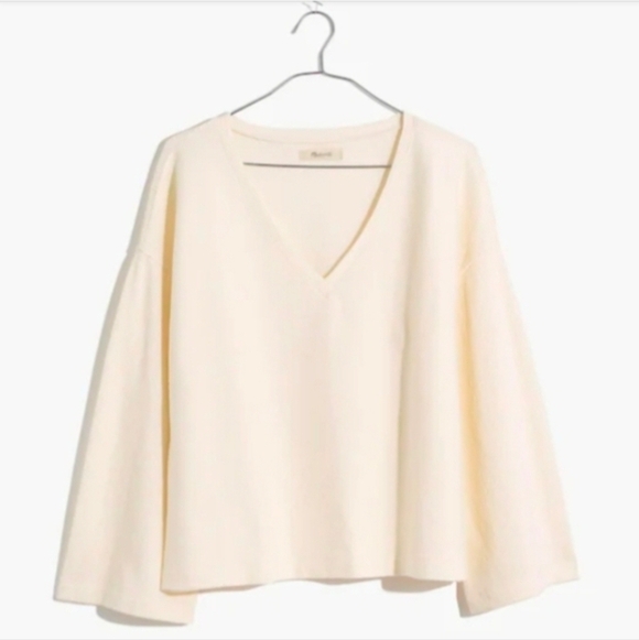 MADEWELL OTTOMAN JACQUARD V NECK LONG SLEEVE TOP SIZE XL - Picture 3 of 11